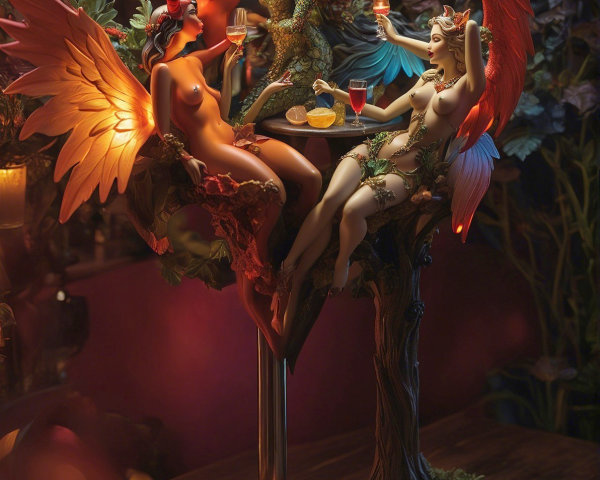 Fairy-like Figures Enjoy Cocktails in Whimsical Bar