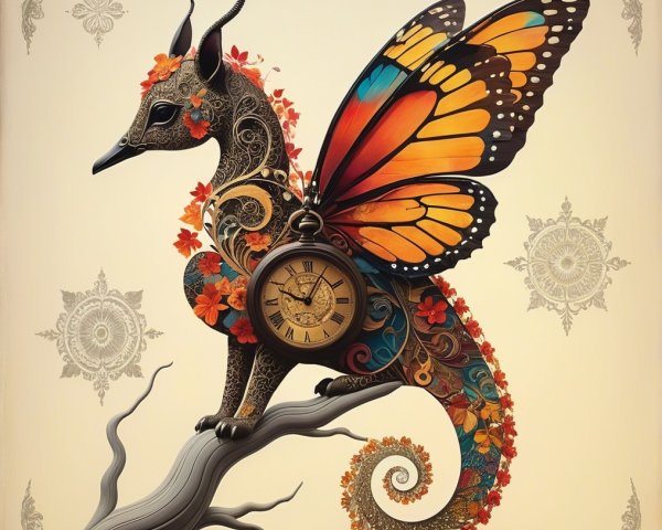 Fantastical Creature with Fox and Butterfly Features