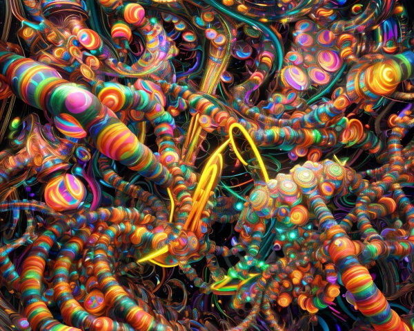 Vibrant Abstract Landscape with Multicolored Shapes