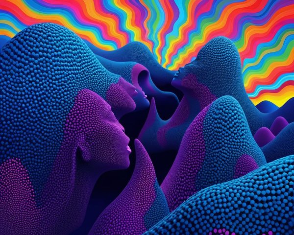 Vibrant Abstract Landscape with Colorful Spheres