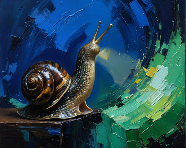Detailed Snail Against Vibrant Abstract Background