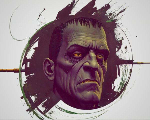 Stylized Monster Portrait with Angular Features and Colors