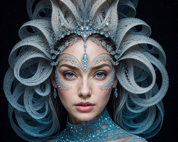 Portrait of a woman with an elaborate headdress