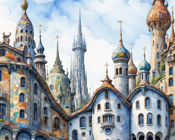 Whimsical Fairy-Tale Landscape with Colorful Buildings