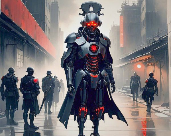 Humanoid Robot in Dystopian Urban Environment