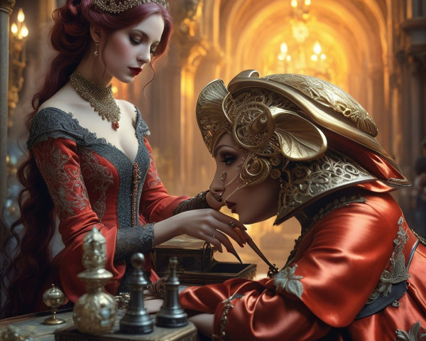 Elegant Women in Opulent Setting with Candlelight