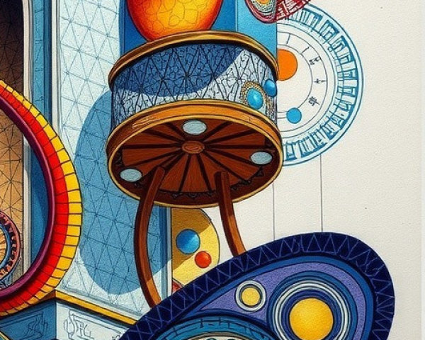 Vibrant Abstract Composition with Geometric Patterns