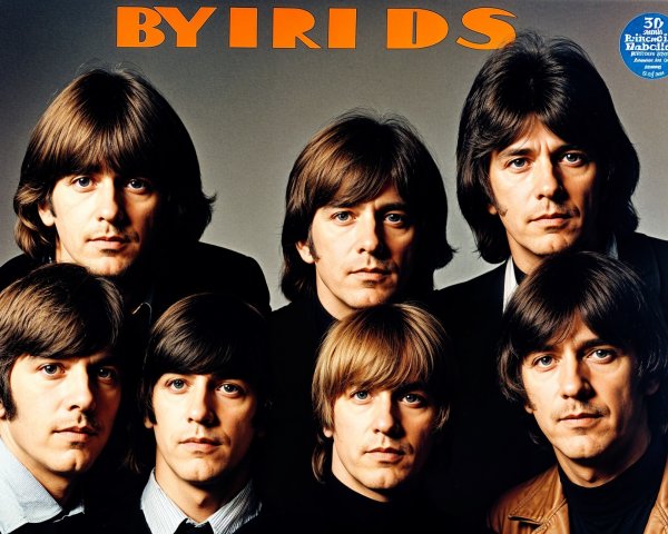 Group of Eight Men in Stylish Outfits and Hairstyles