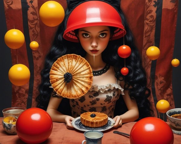 Whimsical Doll with Cat Ears in Playful Setting