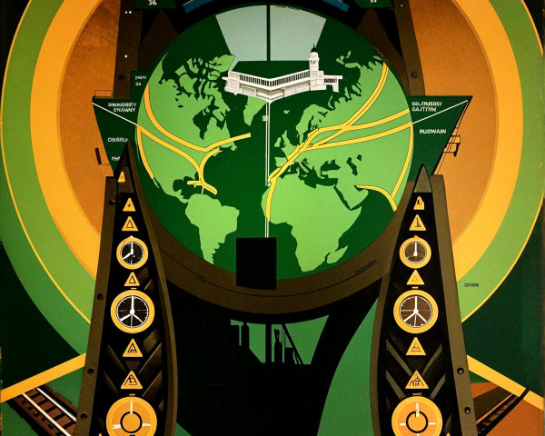 Graphic Design of a Globe with Travel Symbols