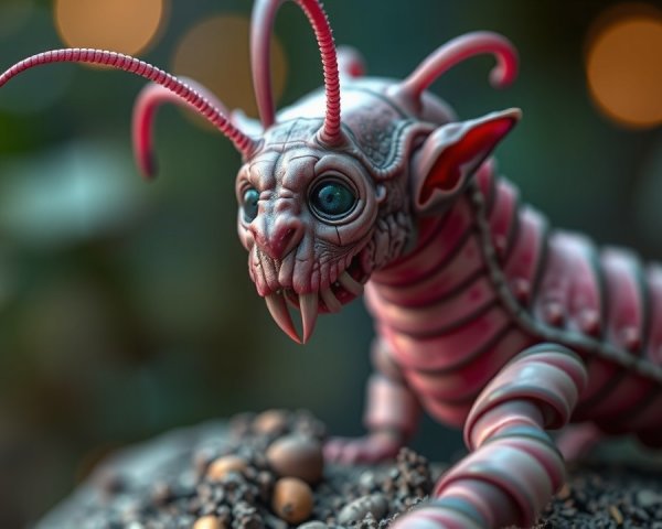 Fantastical Insect-Like Creature with Vibrant Features