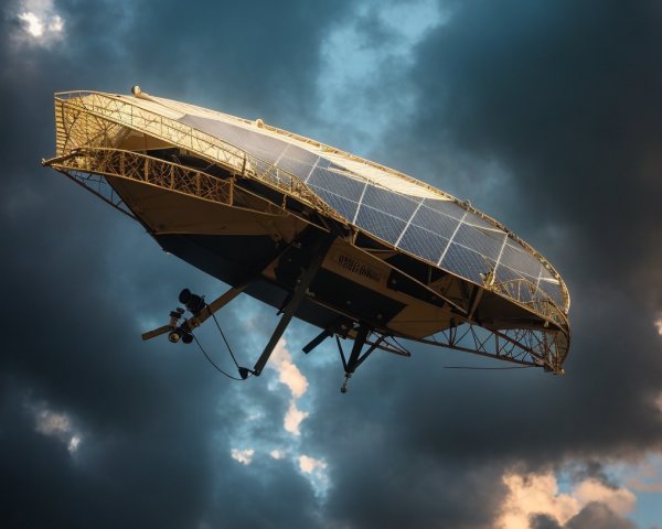 Futuristic Oval-Shaped Flying Vehicle with Solar Panel