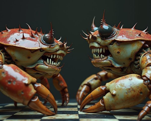 Metallic Crabs in Dramatic Chessboard Standoff