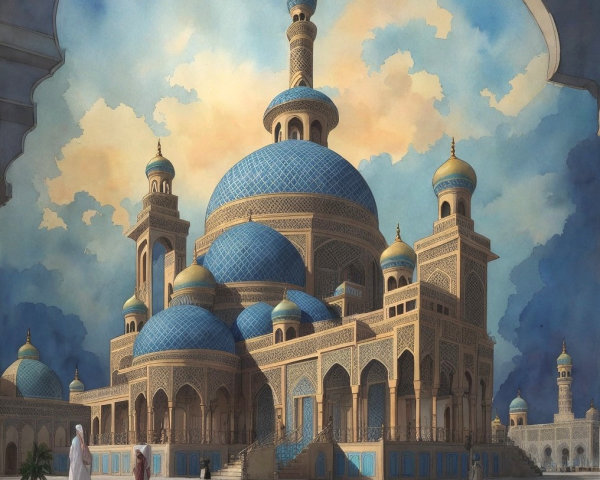 Majestic Building with Intricate Architecture and Light