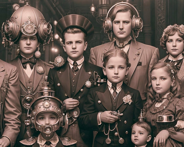 Vintage Group Portrait of Children in Formal Attire