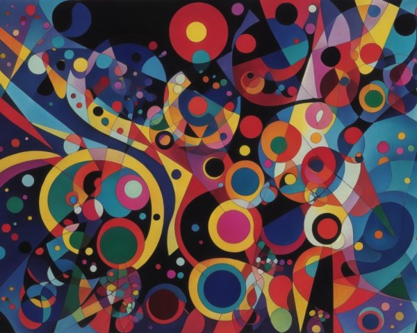 Vibrant Abstract Artwork with Colorful Shapes and Patterns