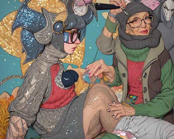 Fantastical Figures in Intricate Fashion Outfits