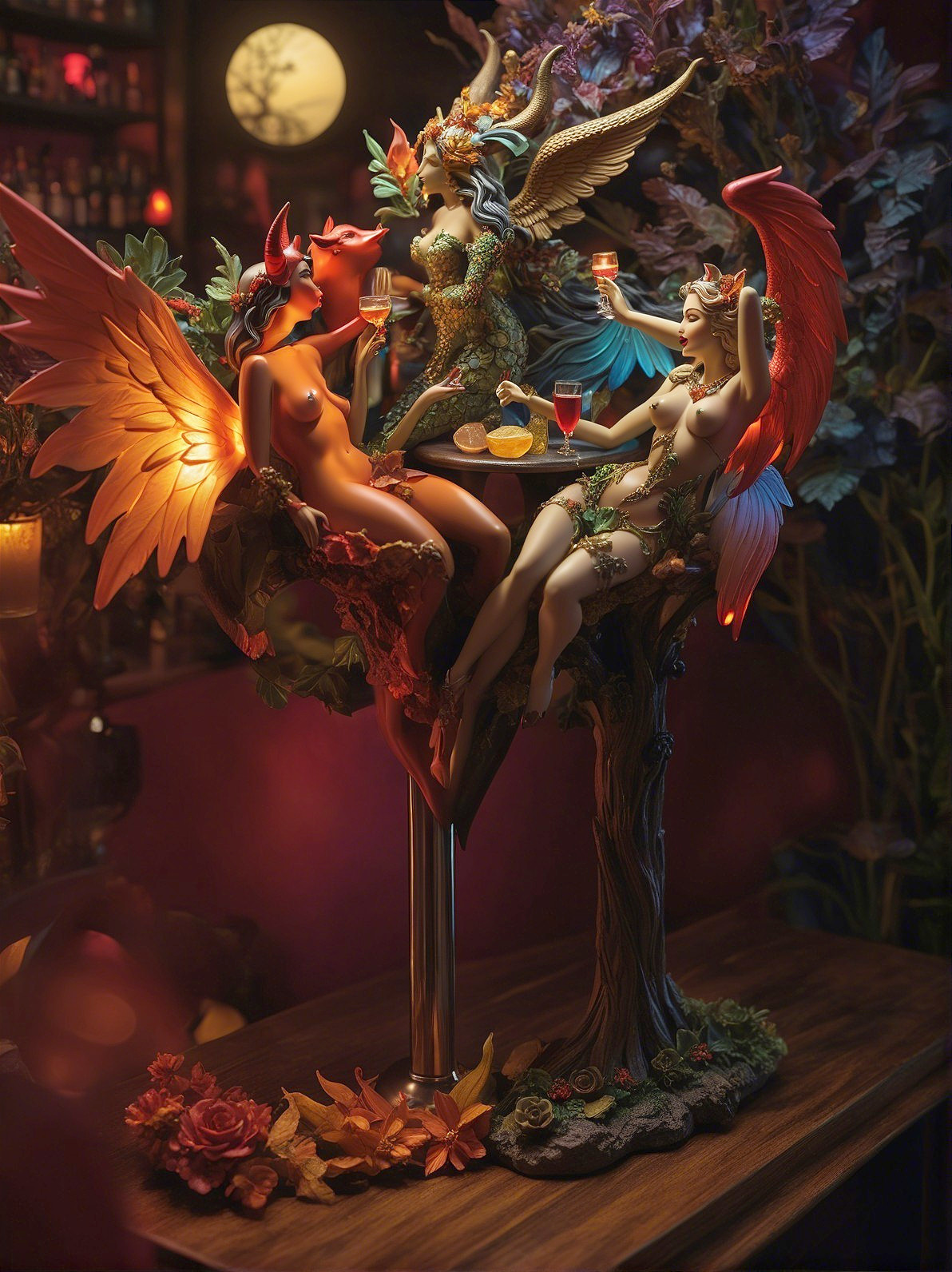 Fairy-like Figures Enjoy Cocktails in Whimsical Bar