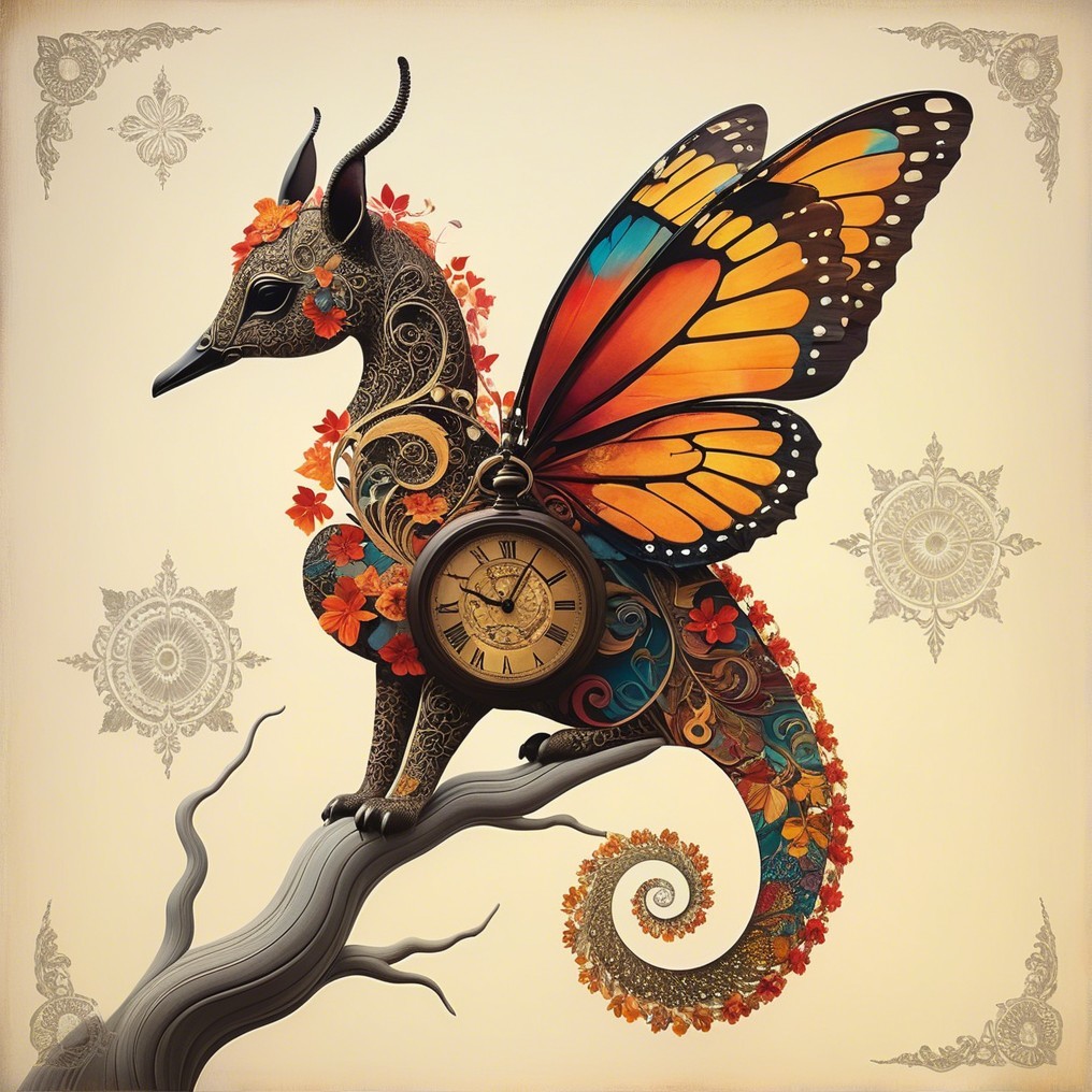 Fantastical Creature with Fox and Butterfly Features