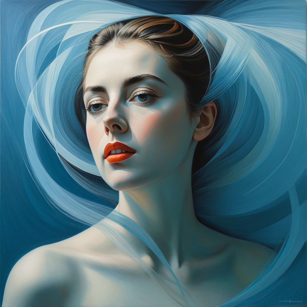 Serene Portrait of a Young Woman with Red Lips