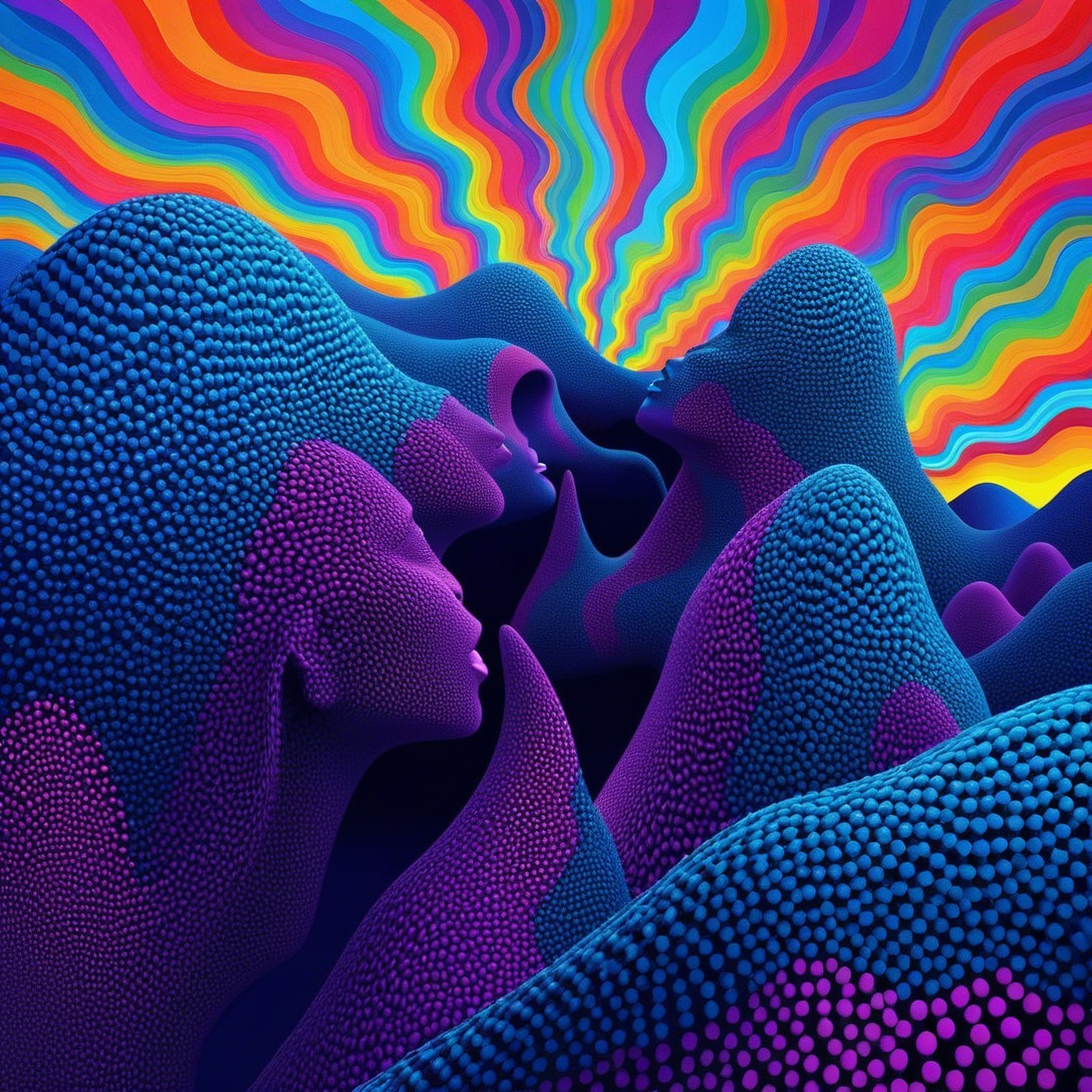 Vibrant Abstract Landscape with Colorful Spheres