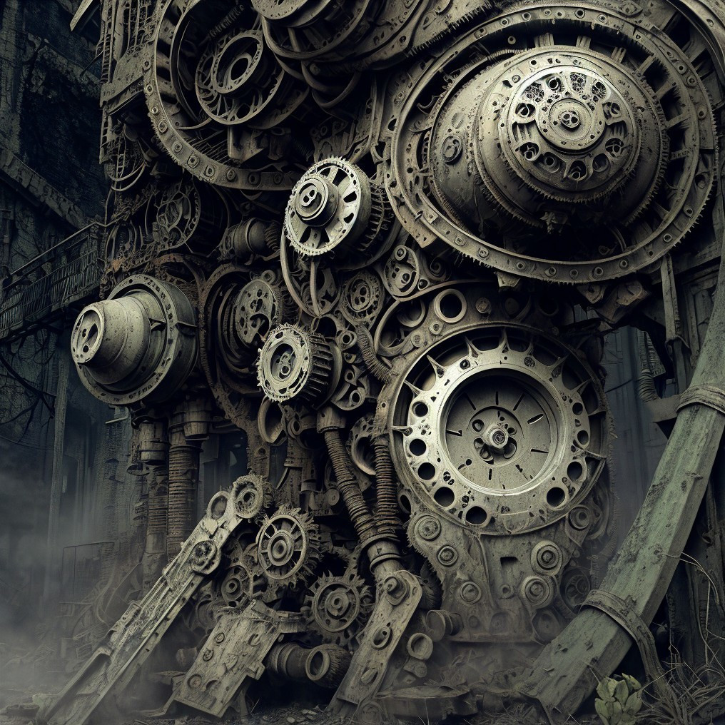 Rusty Gears and Machinery in an Abandoned Setting