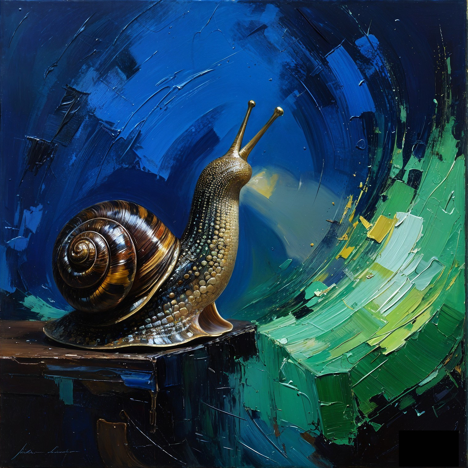 Detailed Snail Against Vibrant Abstract Background