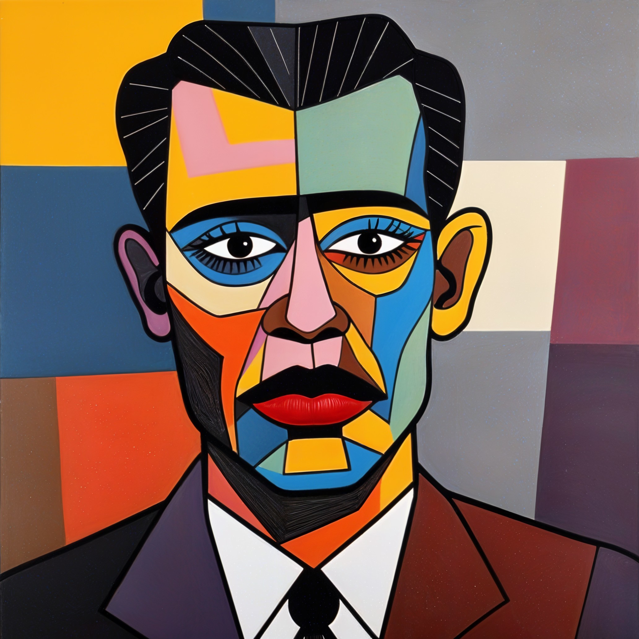 Stylized Geometric Portrait of a Man in Vibrant Colors