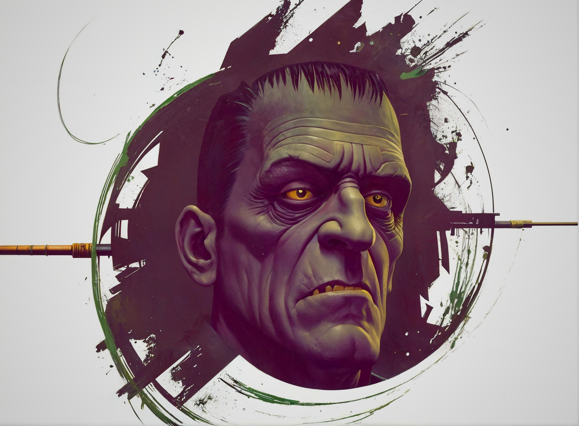 Stylized Monster Portrait with Angular Features and Colors