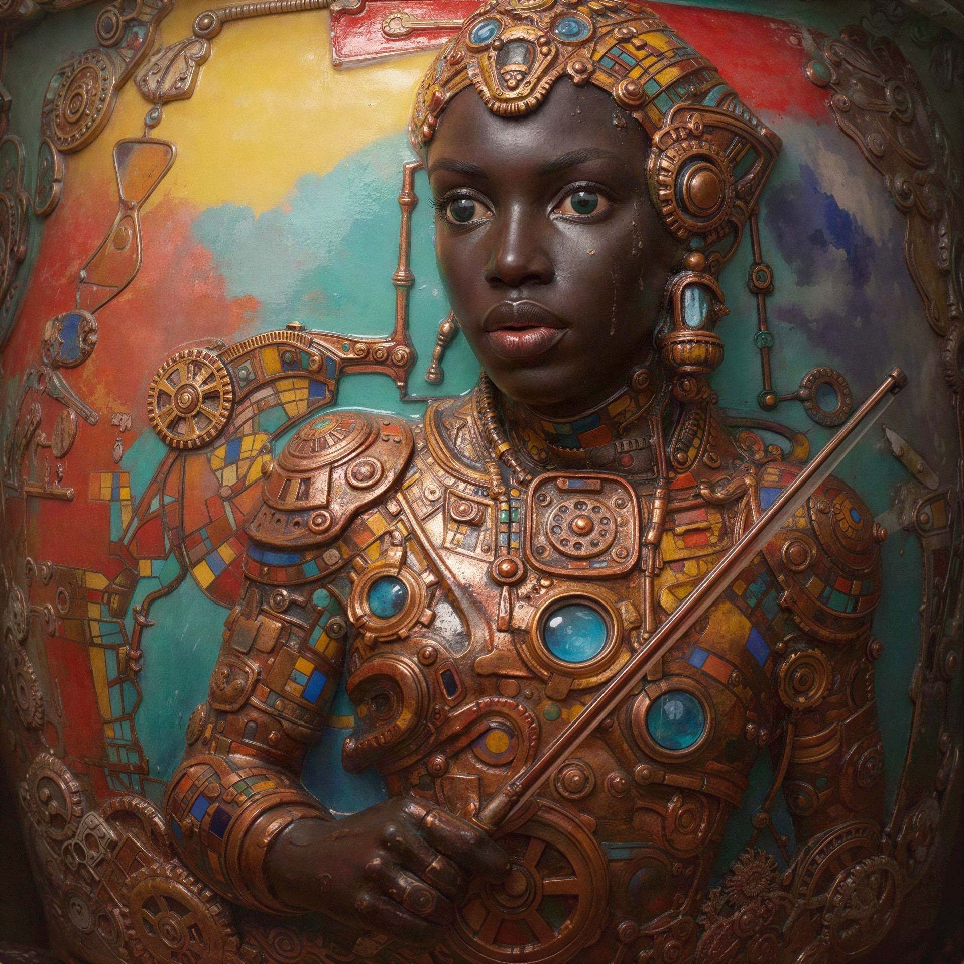 Intricate Steampunk Portrait of an African Woman
