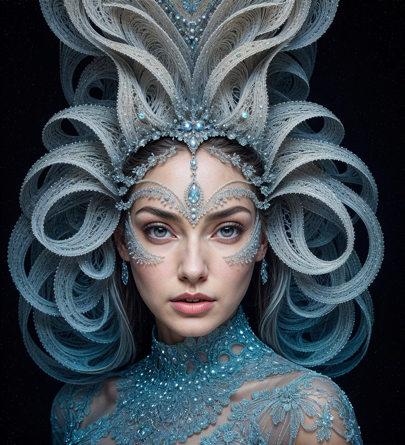 Portrait of a woman with an elaborate headdress