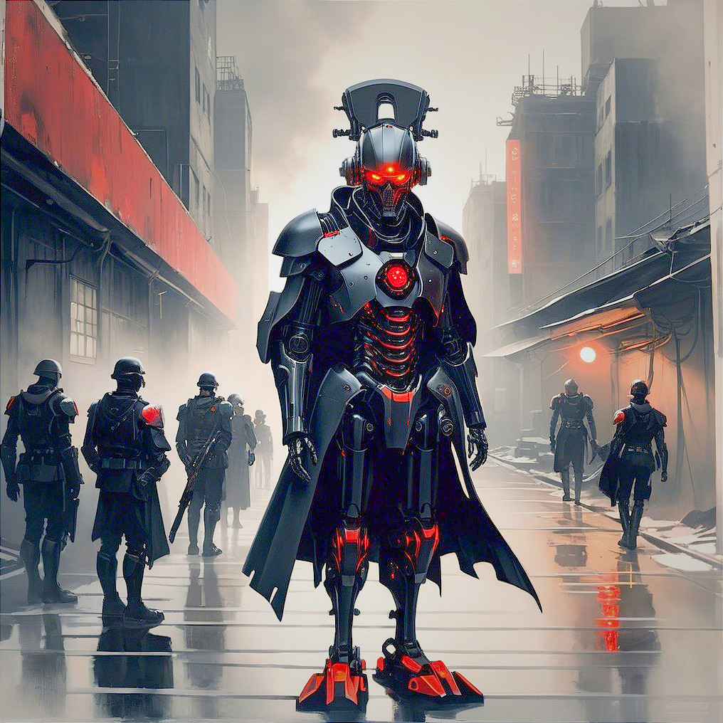 Humanoid Robot in Dystopian Urban Environment