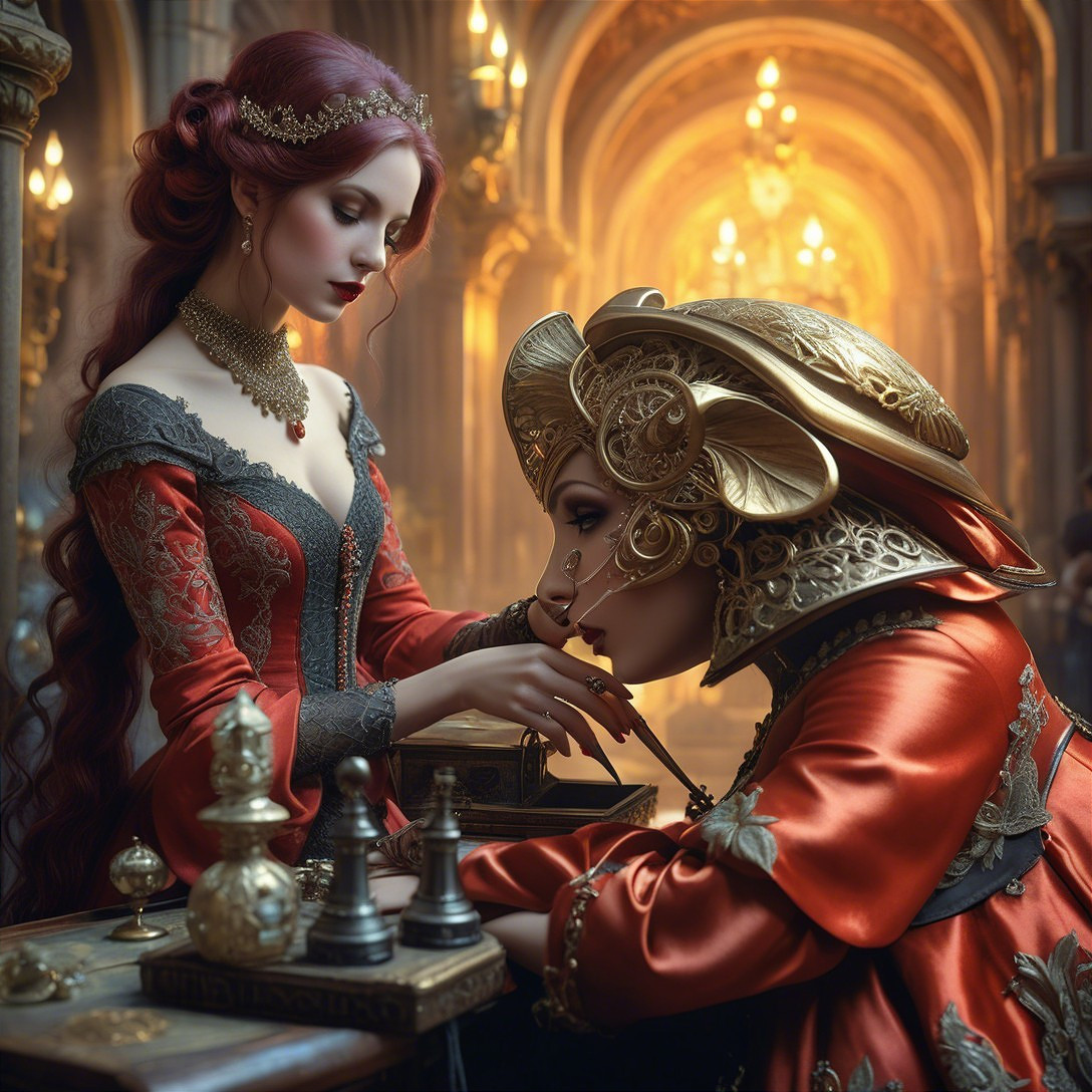 Elegant Women in Opulent Setting with Candlelight