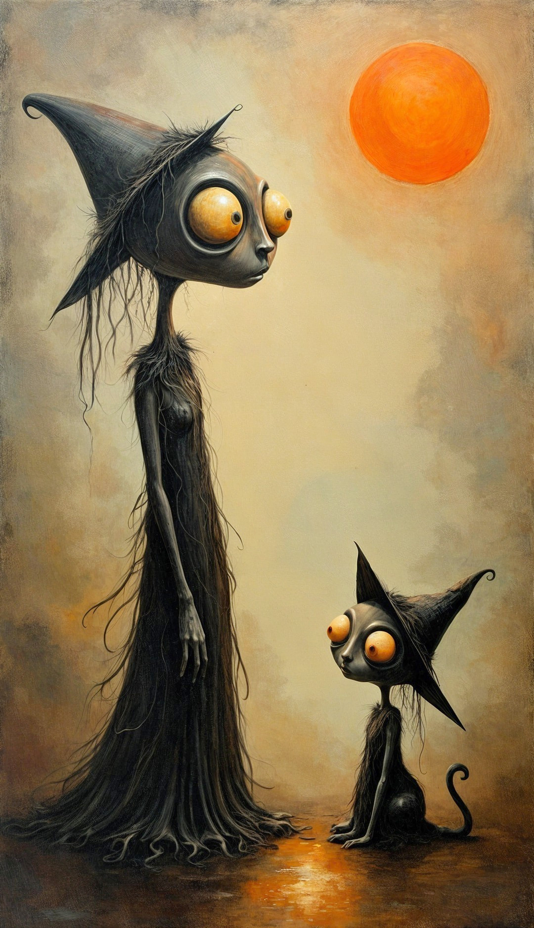 Whimsical Figures in Enchanting Sunlit Scene