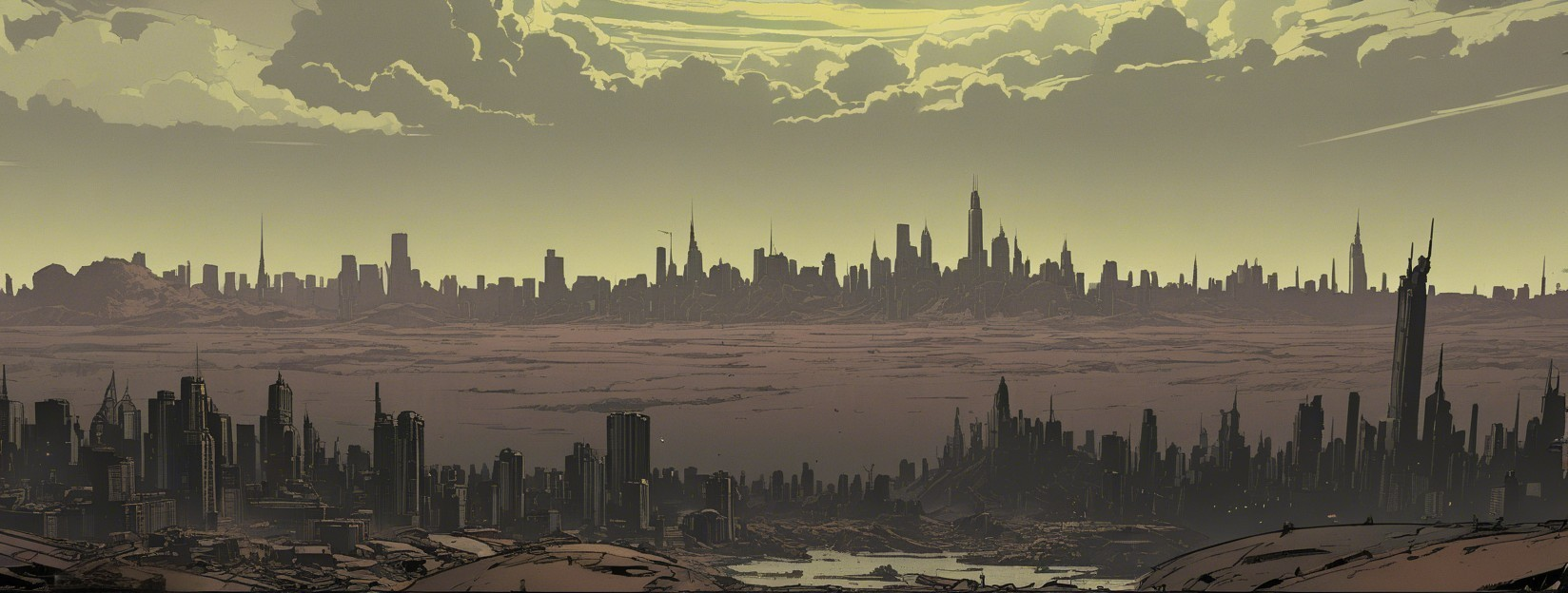 Desolate Cityscape with Towering Skyscrapers