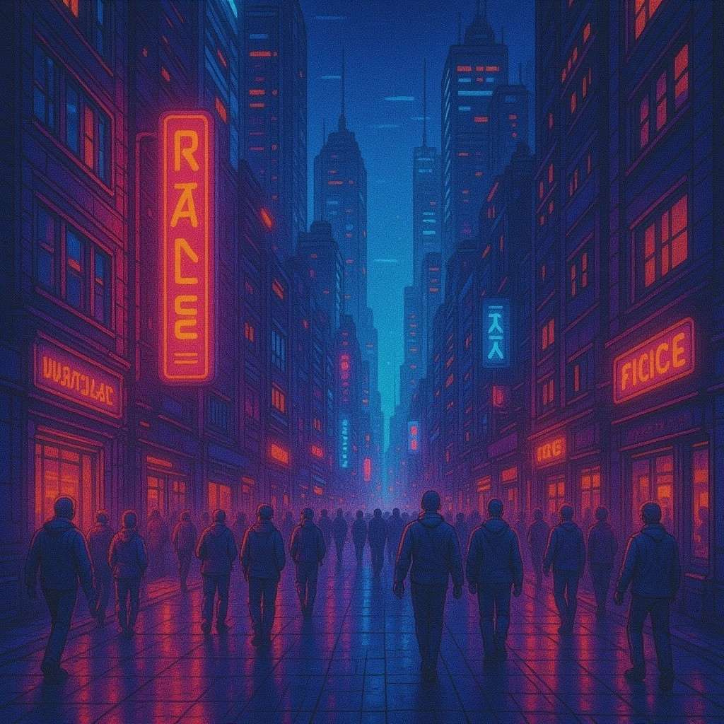 Vibrant Neon-Lit Cityscape at Nighttime