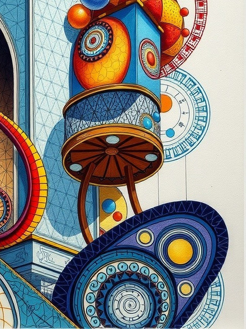 Vibrant Abstract Composition with Geometric Patterns