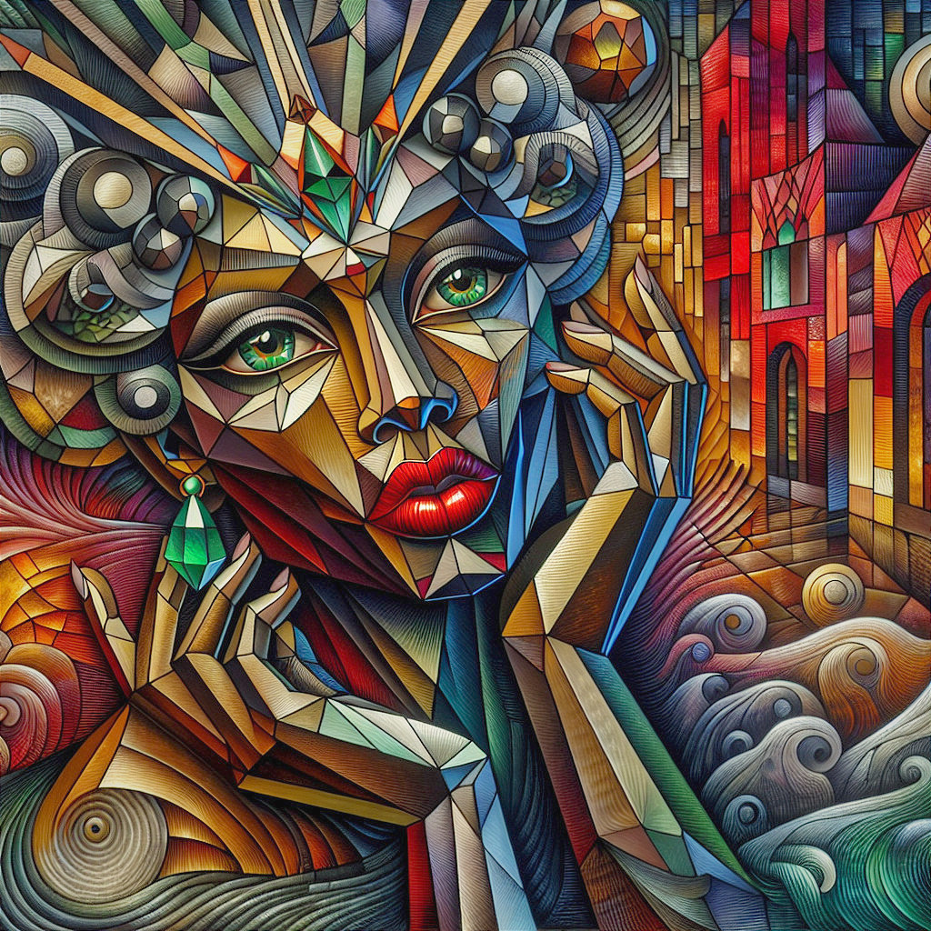 Abstract Portrait of a Woman with Geometric Shapes