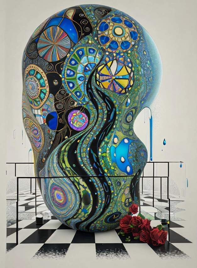 Intricately Designed Human Form Sculpture with Patterns