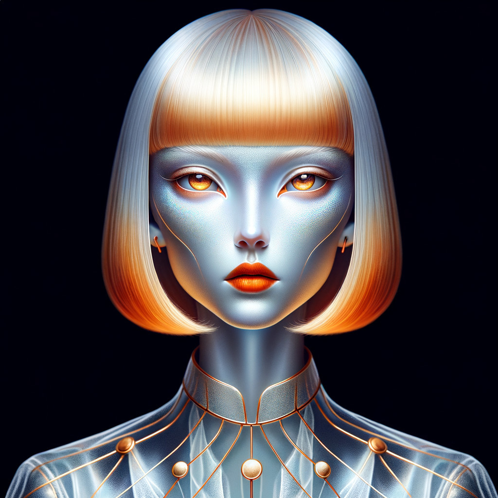 Futuristic Character with Metallic Outfit and Silver Skin