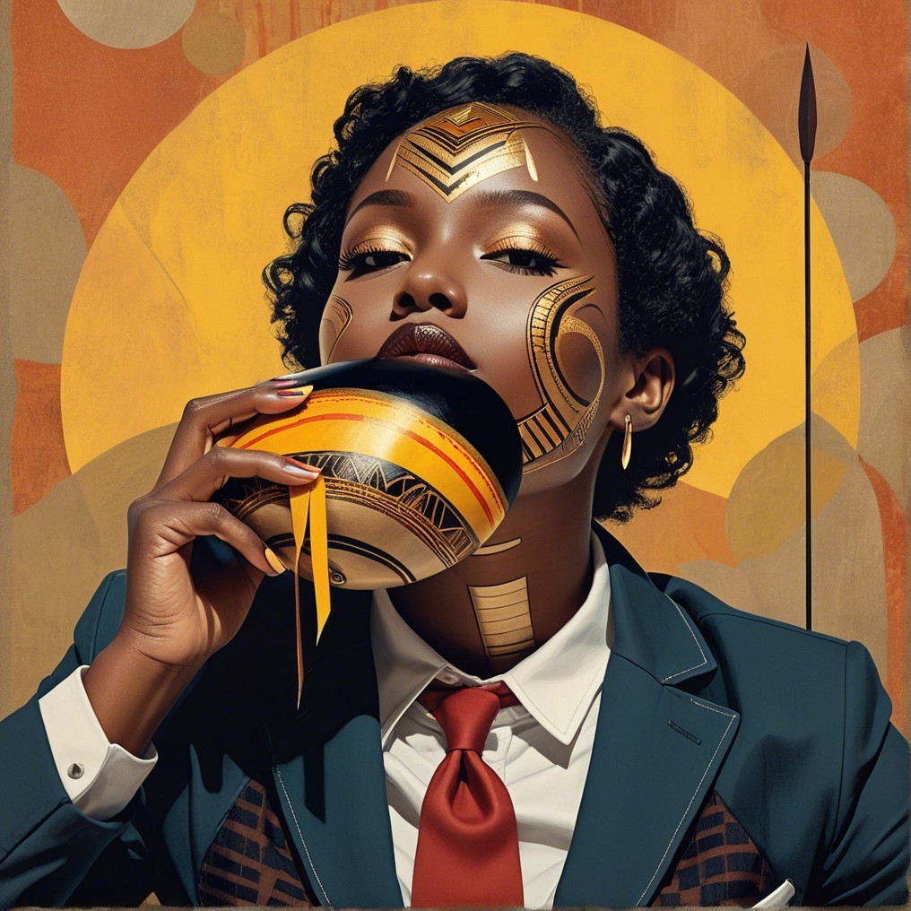 Striking Woman with Bold Hairstyle and Geometric Paint