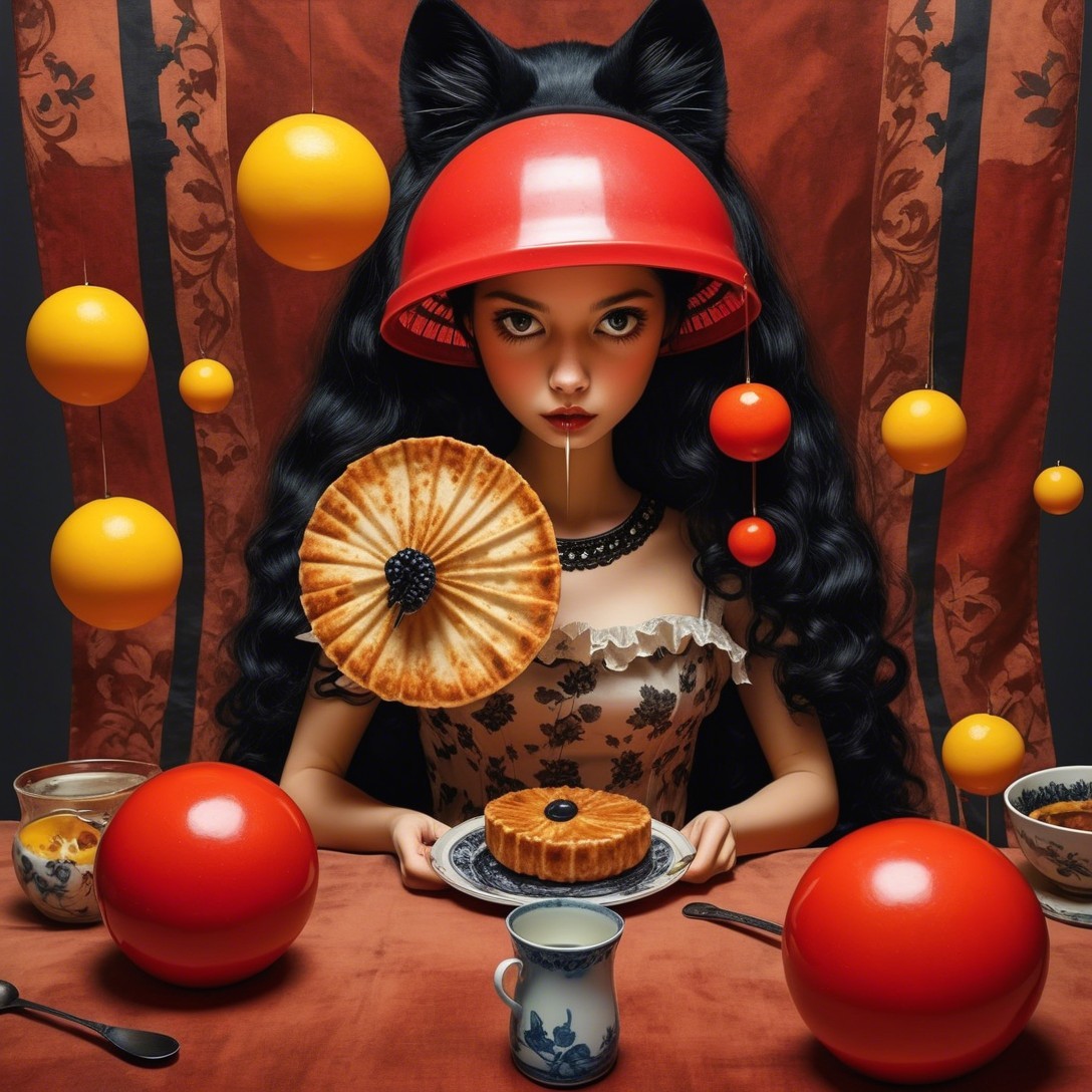 Whimsical Doll with Cat Ears in Playful Setting