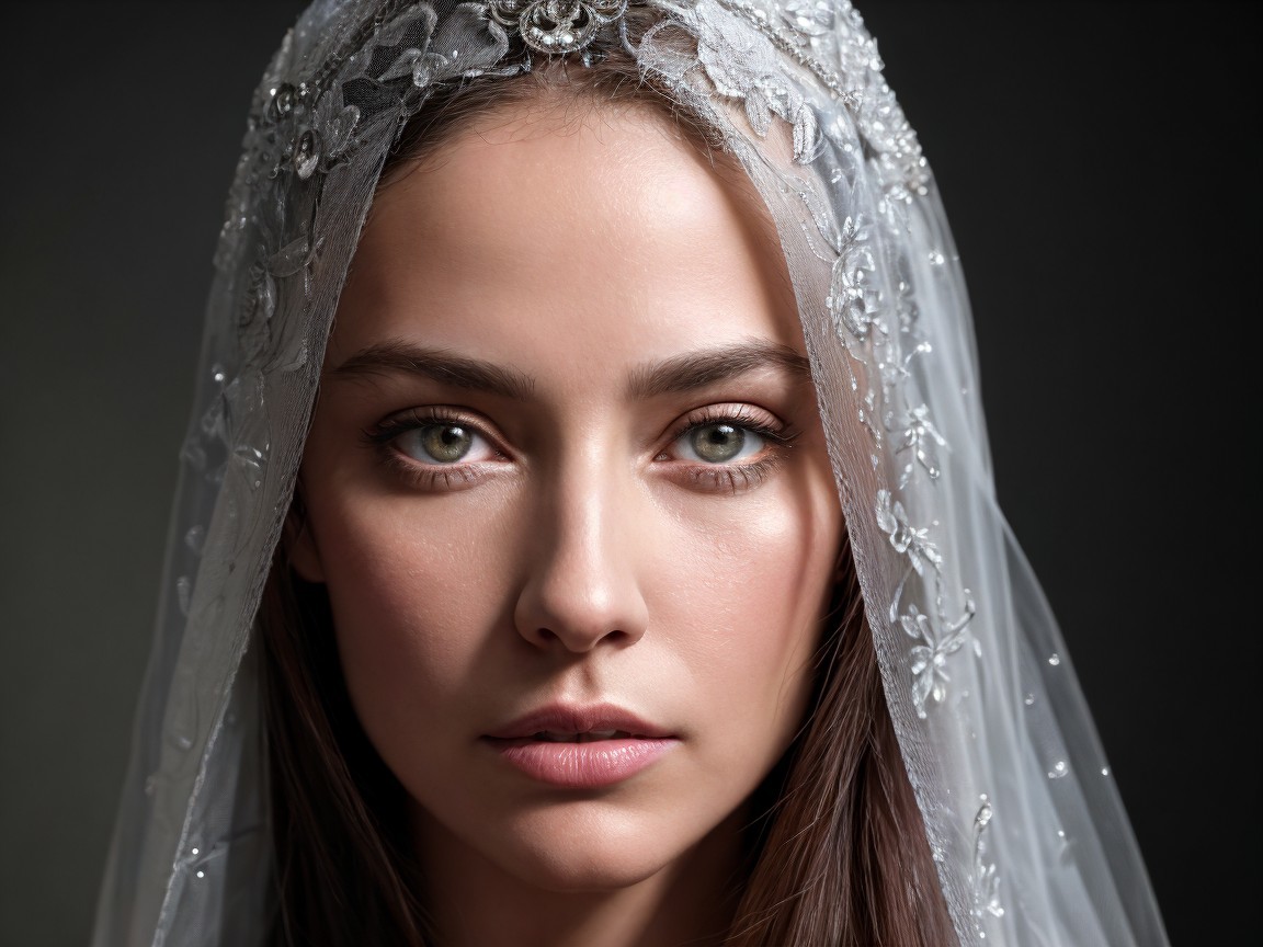 Close-up Portrait of a Young Woman with Green Eyes