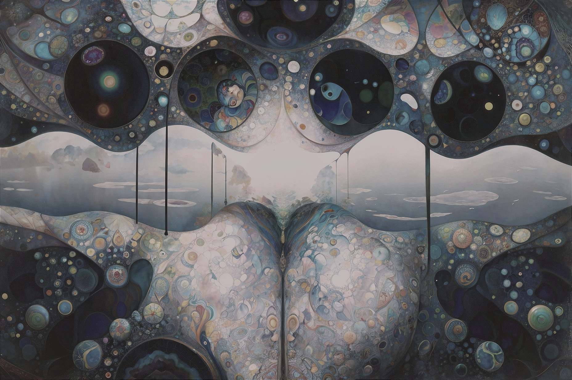 Abstract Surreal Landscape with Cosmic Patterns