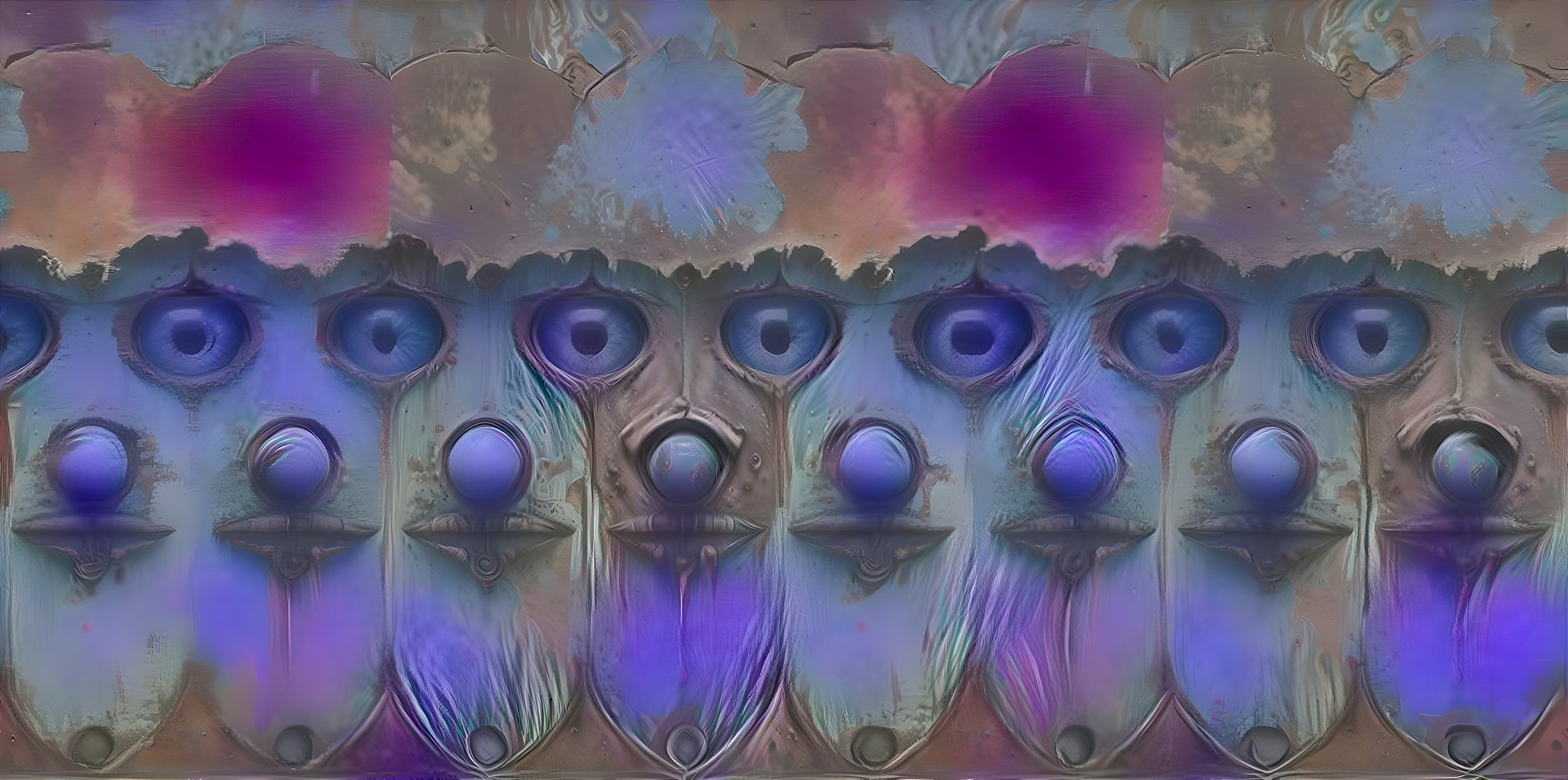 Abstract Pattern of Eyes in Blue and Purple Tones