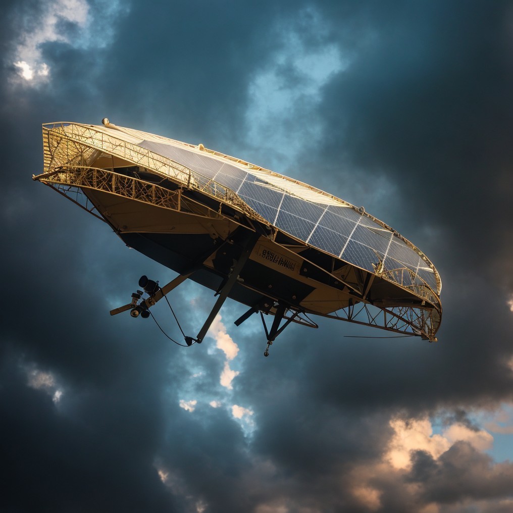 Futuristic Oval-Shaped Flying Vehicle with Solar Panel