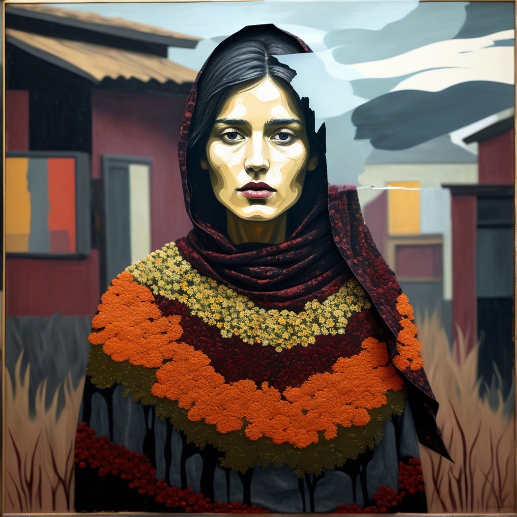 Portrait of a Woman in Colorful Floral Shawl