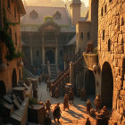 Whimsical Village Scene with Colorful Houses and Flowers