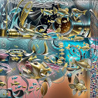 Intricate Metalwork Design with Celestial Theme