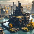 Whimsical Medieval Town with Hot Air Balloons and River